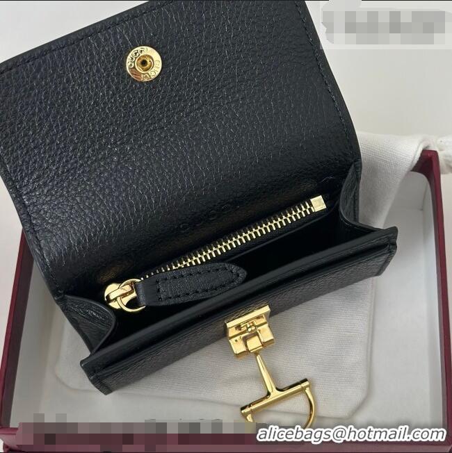Affordable Price Gucci Softbit Leather card case with Half Horsebit 828148 Black 2026