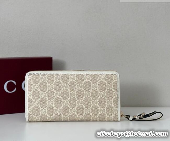 Super Quality Gucci GG Canvas Emblem Zip Around Wallet 819122 White 2026