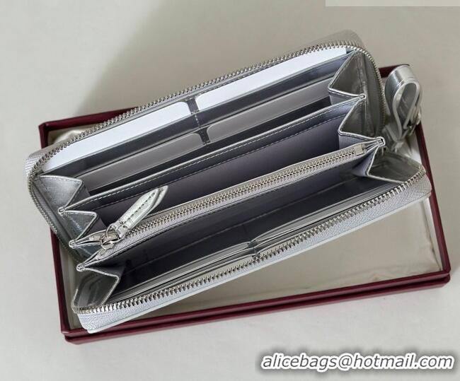 Best Price Gucci GG Canvas Emblem Zip Around Wallet 819122 Silver 2026