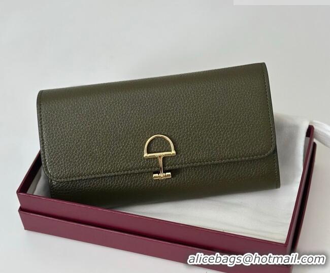 Best Quality Gucci Softbit Leather Continental Wallet with Half Horsebit 828147 Dark Green 2026