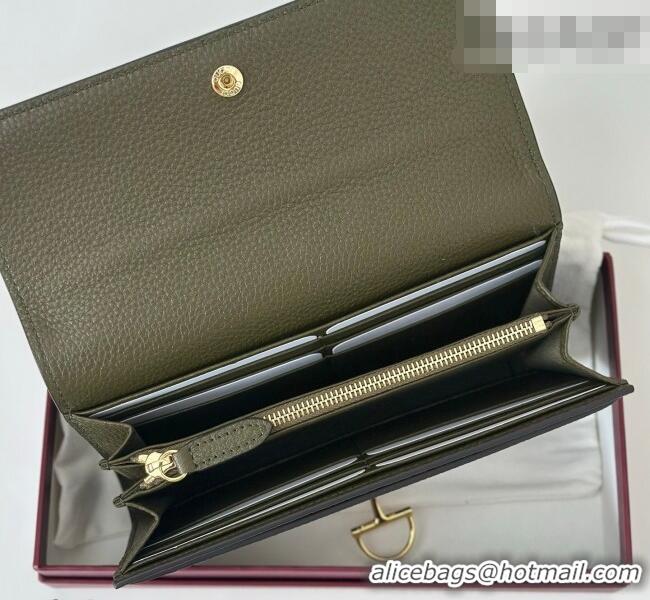 Best Quality Gucci Softbit Leather Continental Wallet with Half Horsebit 828147 Dark Green 2026