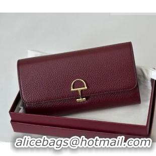 Famous Brand Gucci Softbit Leather Continental Wallet with Half Horsebit 828147 Dark Burgundy 2026