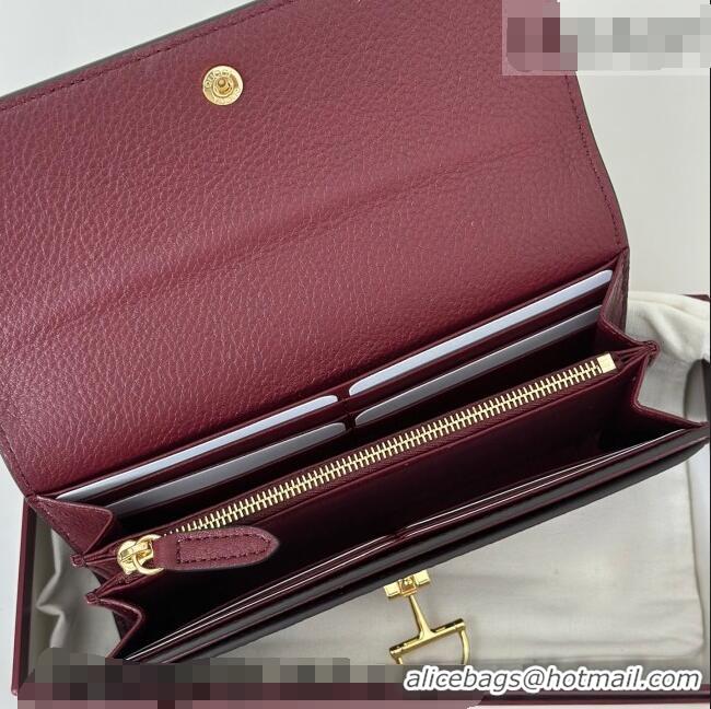 Famous Brand Gucci Softbit Leather Continental Wallet with Half Horsebit 828147 Dark Burgundy 2026