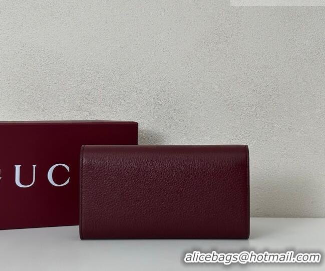 Famous Brand Gucci Softbit Leather Continental Wallet with Half Horsebit 828147 Dark Burgundy 2026
