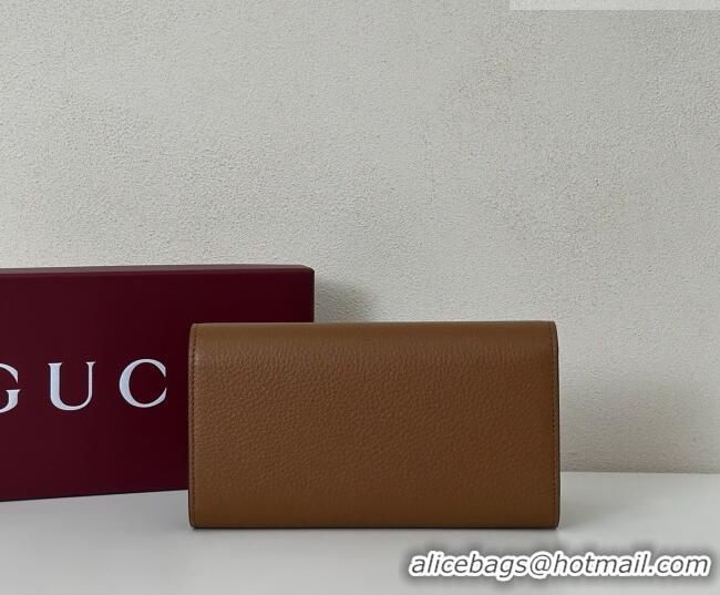 Best Quality Gucci Softbit Leather Continental Wallet with Half Horsebit 828147 Brown 2026