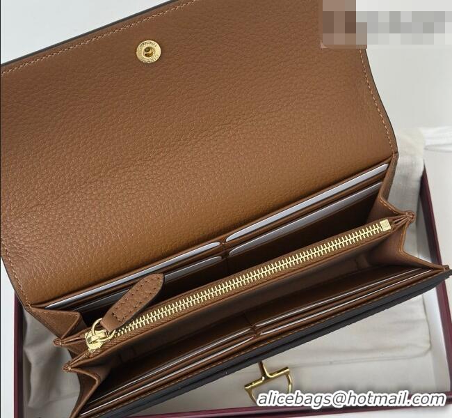 Best Quality Gucci Softbit Leather Continental Wallet with Half Horsebit 828147 Brown 2026