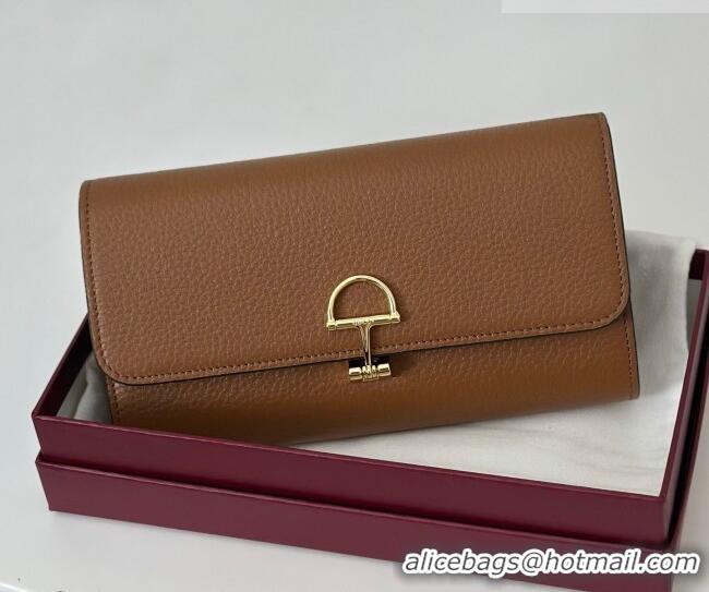 Best Quality Gucci Softbit Leather Continental Wallet with Half Horsebit 828147 Brown 2026