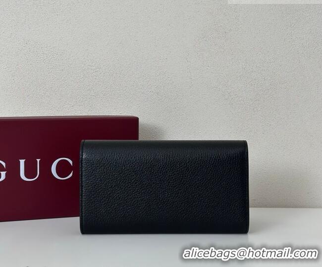 Luxury Cheap Gucci Softbit Leather Continental Wallet with Half Horsebit 828147 Black 2026