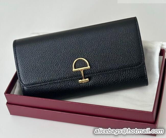 Luxury Cheap Gucci Softbit Leather Continental Wallet with Half Horsebit 828147 Black 2026