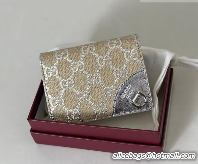 Buy Fashionable Gucci GG Canvas Emblem Mini Wallet with Ring 820692 Silver 2026