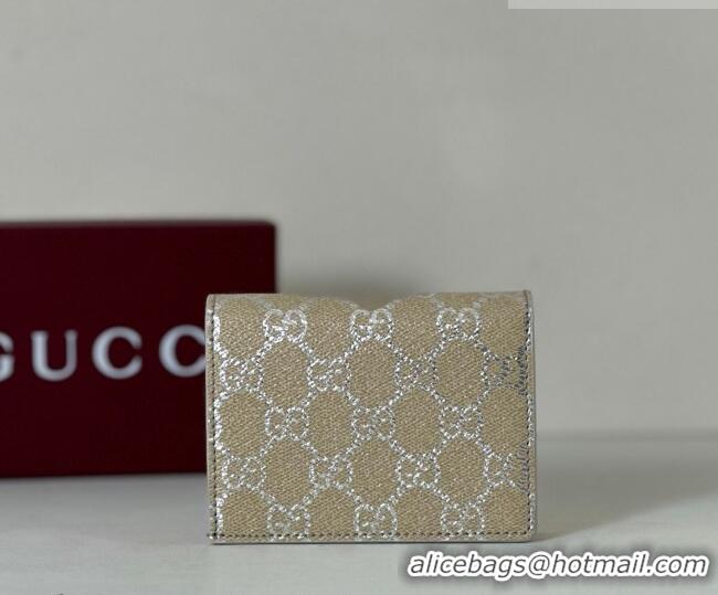 Buy Fashionable Gucci GG Canvas Emblem Mini Wallet with Ring 820692 Silver 2026