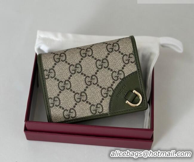 Grade Design Gucci GG Canvas Emblem Mini Wallet with Ring 820692 Dark Green 2026