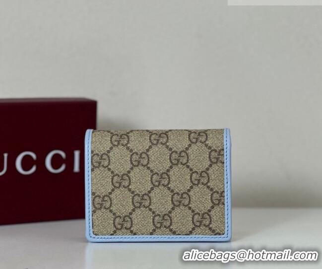 Good Taste Gucci GG Canvas Emblem Mini Wallet with Ring 820692 Light Blue 2026