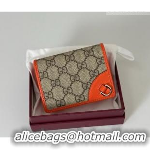 Top Design Gucci GG Canvas Emblem Mini Wallet with Ring 820692 Orange 2026