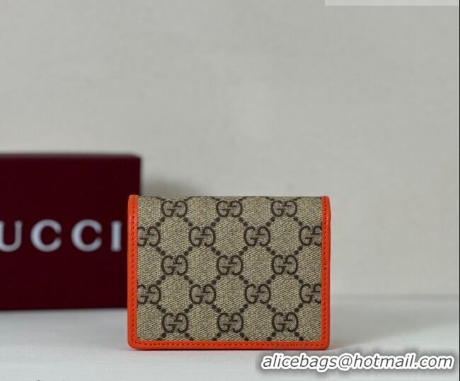 Top Design Gucci GG Canvas Emblem Mini Wallet with Ring 820692 Orange 2026