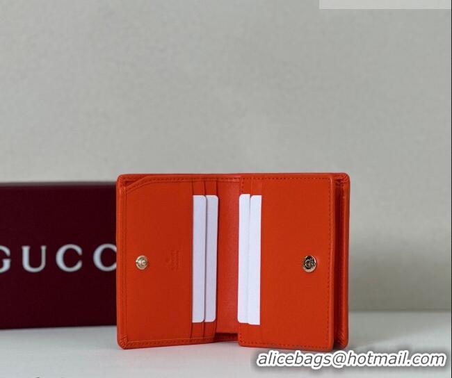 Top Design Gucci GG Canvas Emblem Mini Wallet with Ring 820692 Orange 2026