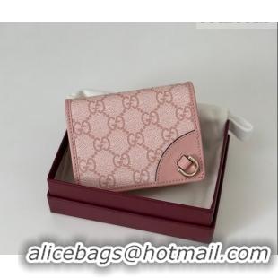 Top Grade Gucci GG Canvas Emblem Mini Wallet with Ring 820692 Light Pink 2026