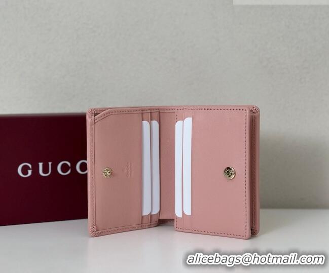 Top Grade Gucci GG Canvas Emblem Mini Wallet with Ring 820692 Light Pink 2026