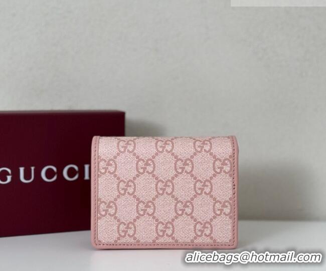 Top Grade Gucci GG Canvas Emblem Mini Wallet with Ring 820692 Light Pink 2026