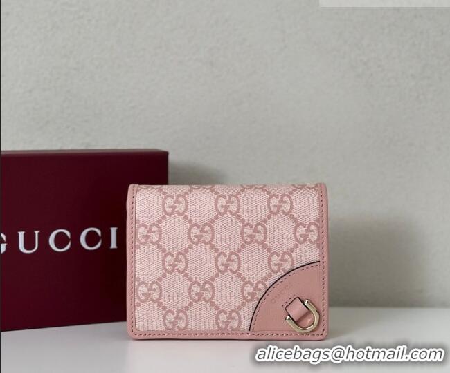 Top Grade Gucci GG Canvas Emblem Mini Wallet with Ring 820692 Light Pink 2026