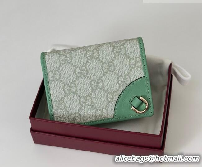 Original Cheap Gucci GG Canvas Emblem Mini Wallet with Ring 820692 Light Green 2026
