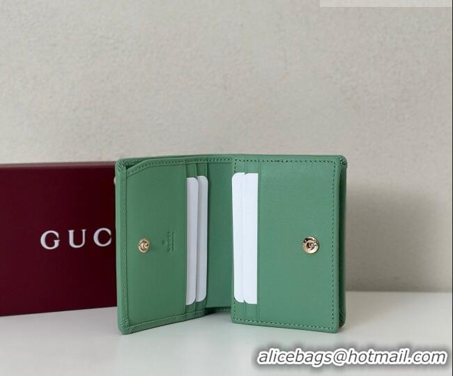 Original Cheap Gucci GG Canvas Emblem Mini Wallet with Ring 820692 Light Green 2026