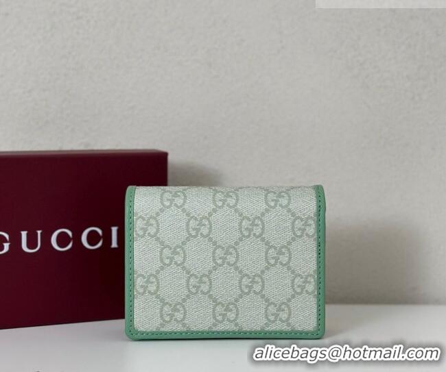 Original Cheap Gucci GG Canvas Emblem Mini Wallet with Ring 820692 Light Green 2026