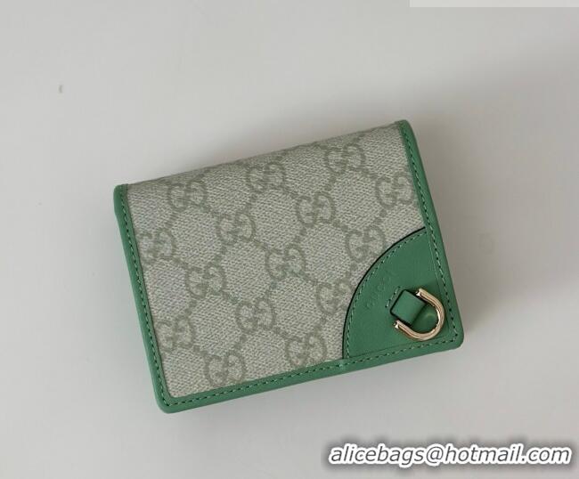 Original Cheap Gucci GG Canvas Emblem Mini Wallet with Ring 820692 Light Green 2026