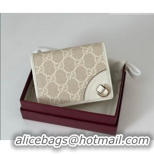 Good Quality Gucci GG Canvas Emblem Mini Wallet with Ring 820692 White 2026