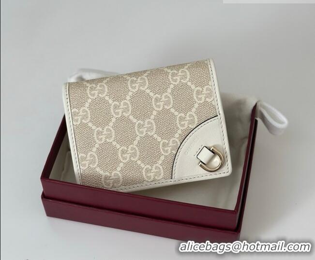 Good Quality Gucci GG Canvas Emblem Mini Wallet with Ring 820692 White 2026