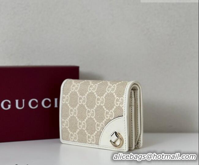 Good Quality Gucci GG Canvas Emblem Mini Wallet with Ring 820692 White 2026