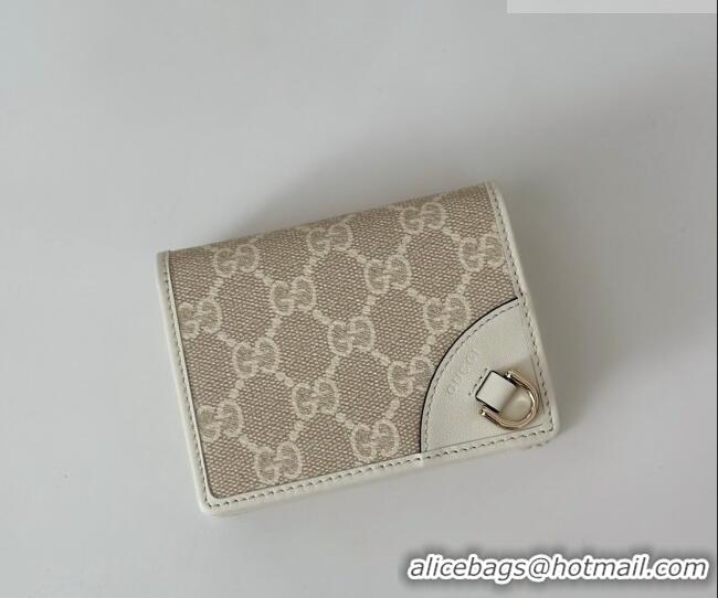 Good Quality Gucci GG Canvas Emblem Mini Wallet with Ring 820692 White 2026