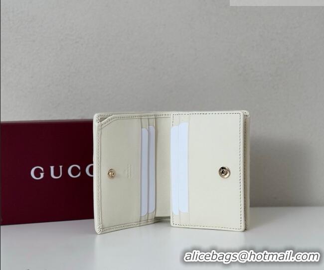 Good Quality Gucci GG Canvas Emblem Mini Wallet with Ring 820692 White 2026