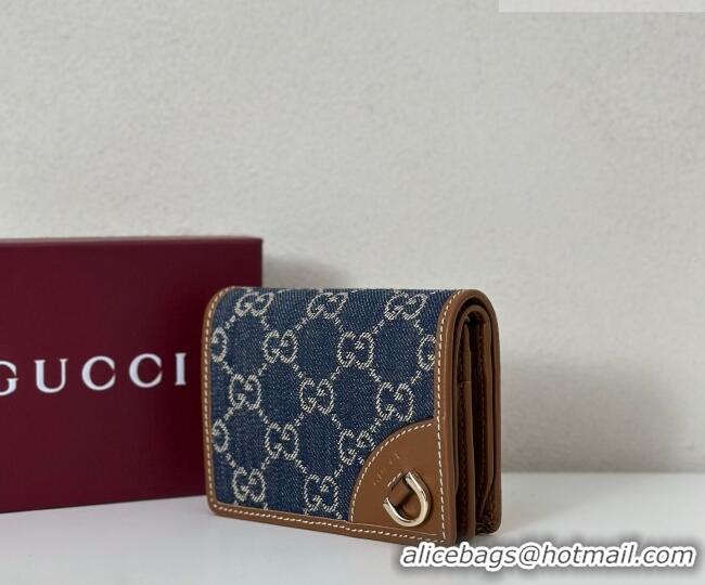 Shop Cheap Gucci GG Denim Emblem Mini Wallet with Ring 820692 Blue 2026