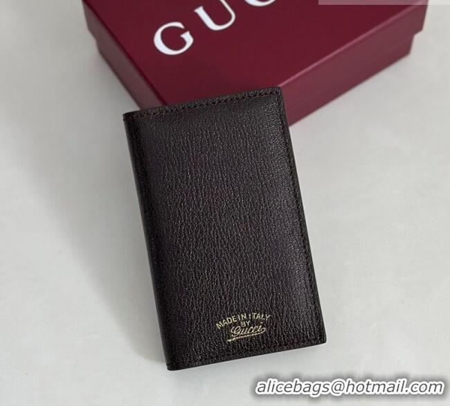 Top Quality Gucci Lira card case in Grainy Leather 867327 Dark Brown 2026
