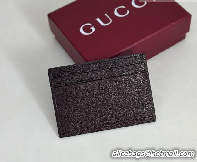 Best Quality Gucci Lira card case in Grainy Leather 867316 Dark Brown 2026