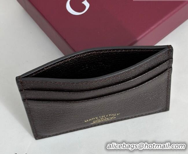 Best Quality Gucci Lira card case in Grainy Leather 867316 Dark Brown 2026