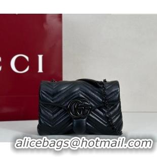 Buy Discount Gucci GG Marmont Leather mini shoulder bag 856368 Black 2026