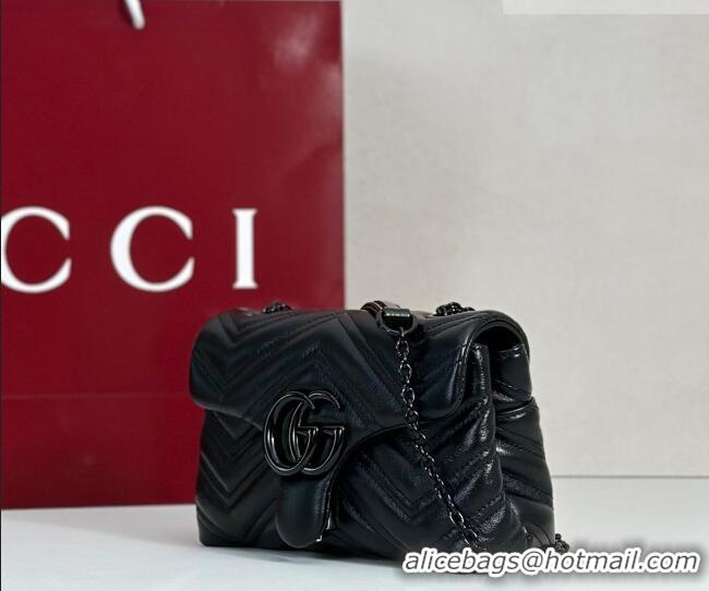 Buy Discount Gucci GG Marmont Leather mini shoulder bag 856368 Black 2026
