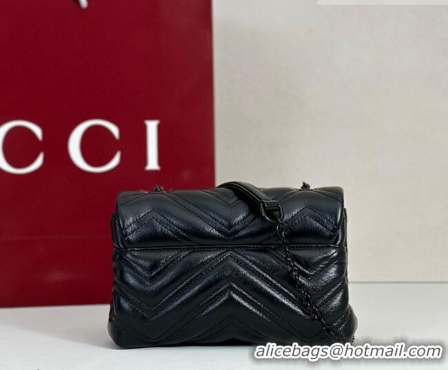 Buy Discount Gucci GG Marmont Leather mini shoulder bag 856368 Black 2026