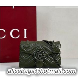 Top Quality Gucci GG Marmont Leather mini shoulder bag 856368 Dark Green 2026