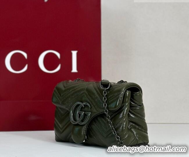 Top Quality Gucci GG Marmont Leather mini shoulder bag 856368 Dark Green 2026