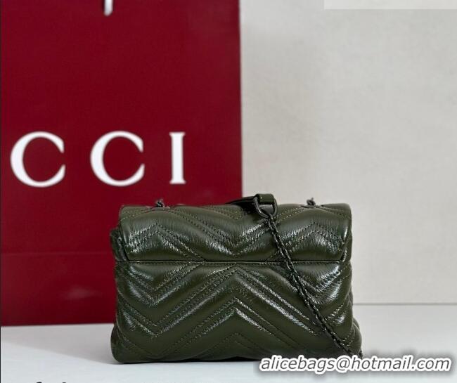 Top Quality Gucci GG Marmont Leather mini shoulder bag 856368 Dark Green 2026