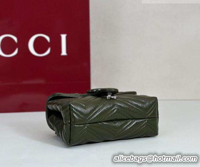 Top Quality Gucci GG Marmont Leather mini shoulder bag 856368 Dark Green 2026