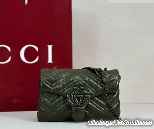 Top Quality Gucci GG Marmont Leather mini shoulder bag 856368 Dark Green 2026