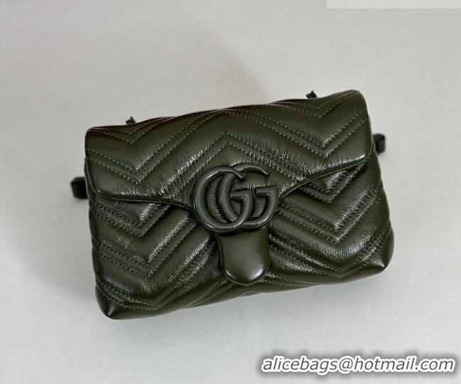 Top Quality Gucci GG Marmont Leather mini shoulder bag 856368 Dark Green 2026