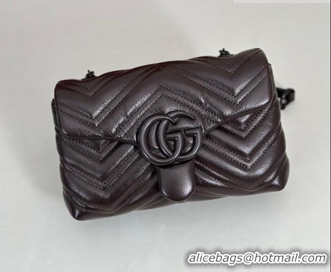 Market Sells Gucci GG Marmont Leather mini shoulder bag 856368 Dark Brown 2026