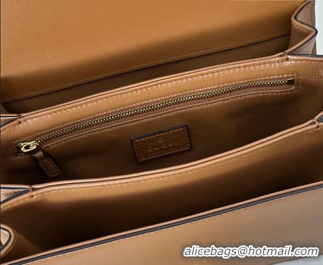 New Fashion Gucci Siena small shoulder bag in Leather with Oversized Half Horsebit 846705 Brown 2025