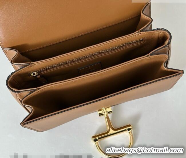 New Fashion Gucci Siena small shoulder bag in Leather with Oversized Half Horsebit 846705 Brown 2025