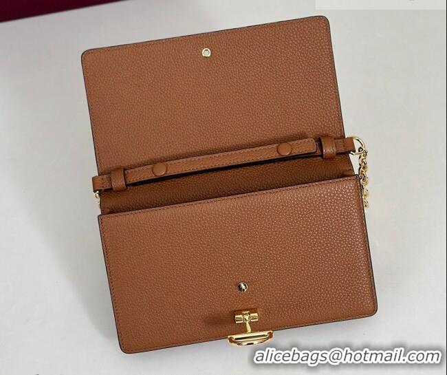 Top Quality Gucci Half Horsebit wallet on chain in Grainy Leather 855654 Brown 2026